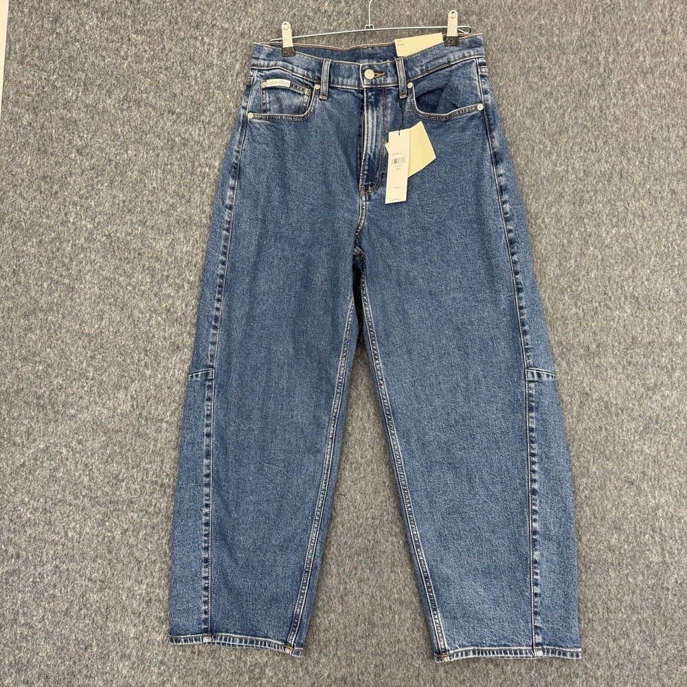 Calvin Klein Barrel Jeans Women's 29 Runaway Blue High Rise NWT